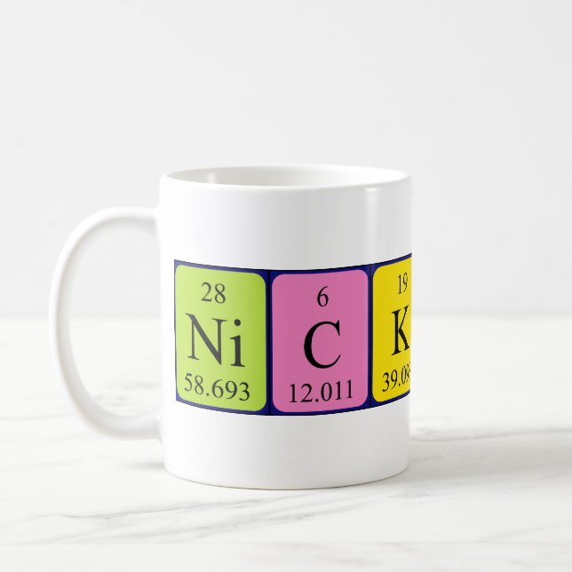Nickolas periodic table name mug (Left)
