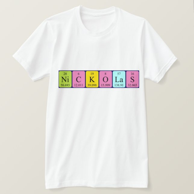Nickolas periodic table name shirt (Design Front)
