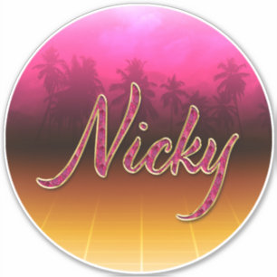 Nicky First Name golden pink sticker