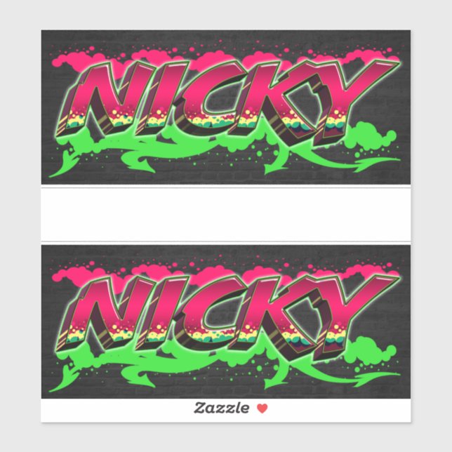 Nicky First Name Graffiti Sticker (Sheet)