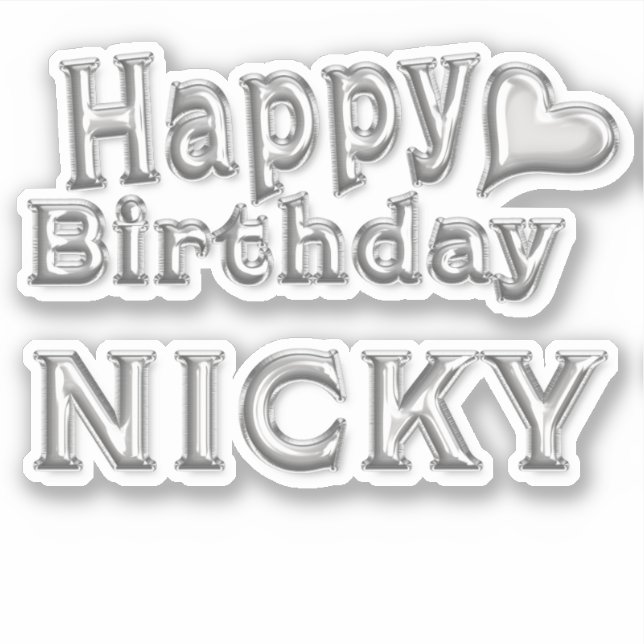 Nicky Happy Birthday silver sticker (Front)