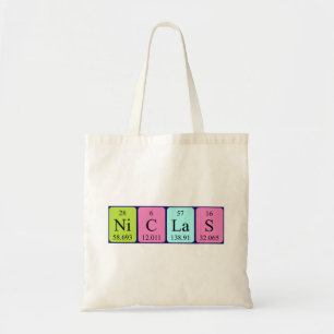 Niclas periodic table name tote bag
