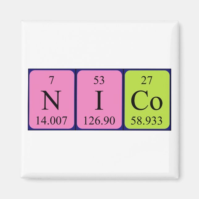 Nico periodic table name magnet (Front)