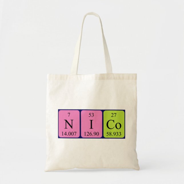 Nico periodic table name tote bag (Front)