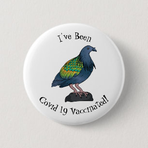 Nicobar pigeon bird cartoon illustration 6 cm round badge
