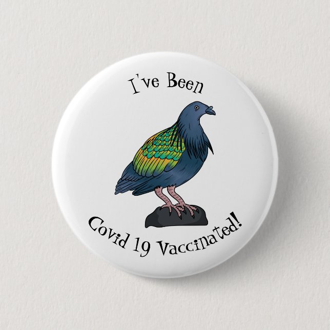Nicobar pigeon bird cartoon illustration 6 cm round badge (Front)