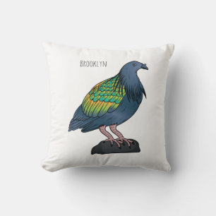 Nicobar pigeon bird cartoon illustration cushion