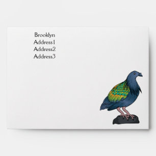 Nicobar pigeon bird cartoon illustration envelope
