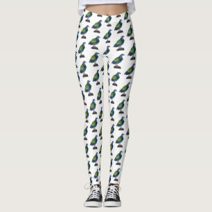 Nicobar pigeon bird cartoon illustration leggings
