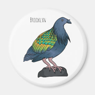 Nicobar pigeon bird cartoon illustration magnet