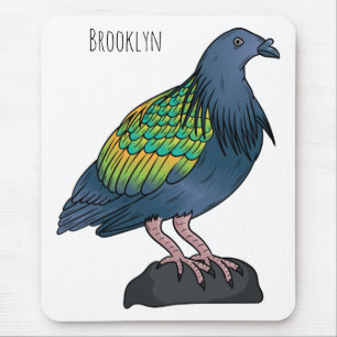 Nicobar pigeon bird cartoon illustration mouse mat
