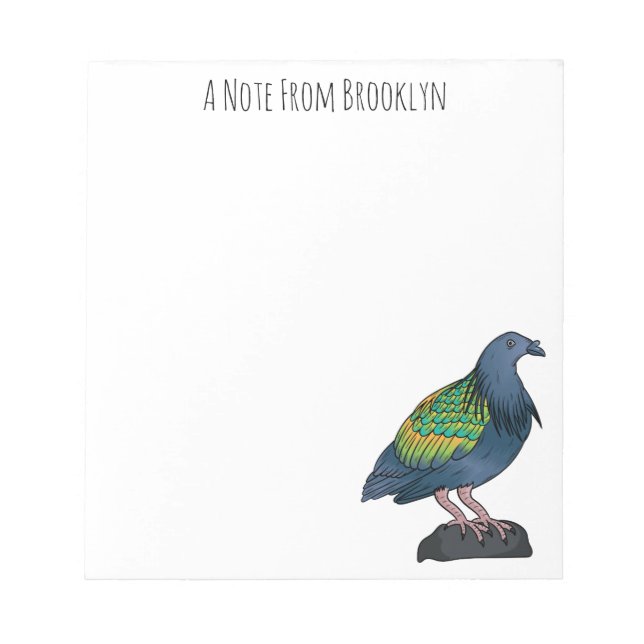 Nicobar pigeon bird cartoon illustration notepad (Front)