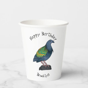 Nicobar pigeon bird cartoon illustration paper cups