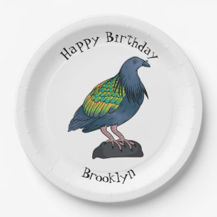 Nicobar pigeon bird cartoon illustration paper plate