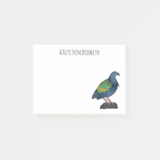 Nicobar pigeon bird cartoon illustration post-it notes