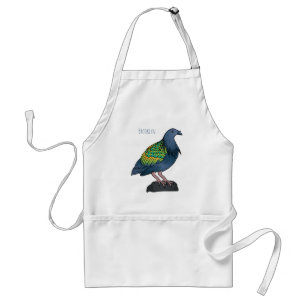 Nicobar pigeon bird cartoon illustration standard apron