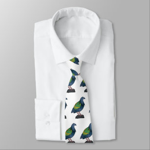 Nicobar pigeon bird cartoon illustration tie