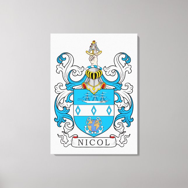 Nicol Family Crest Canvas Print (Front)