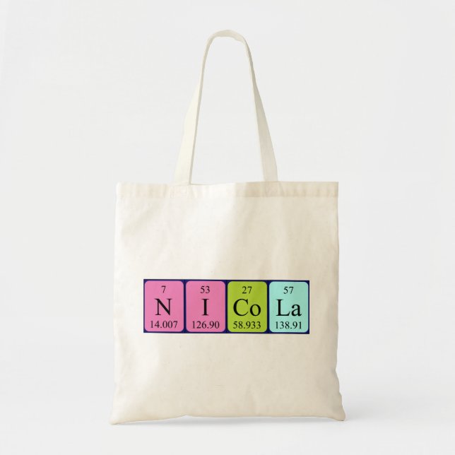 Nicola periodic table name tote bag (Front)