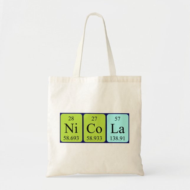 Nicola periodic table name tote bag (Front)