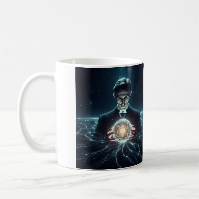 Nicola Tesla Caneca de Café Coffee Mug (Left)