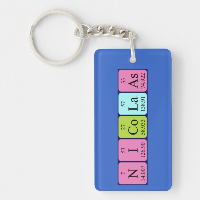 Nicolaas periodic table name keyring (Front)