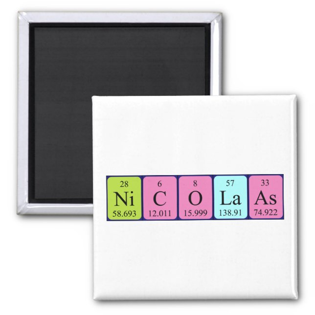 Nicolaas periodic table name magnet (Front)