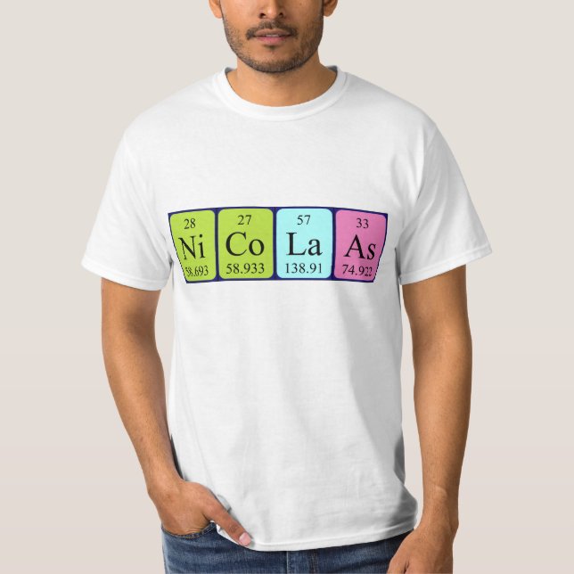 Nicolaas periodic table name shirt (Front)