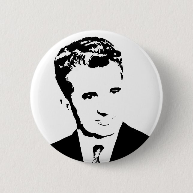 nicolae ceausescu romanian communist dictator pcr 6 cm round badge (Front)