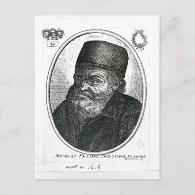Nicolas Flamel engraved by Balthazar Moncornet Postcard (Front)