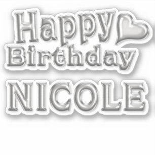 Nicole Happy Birthday silver Sticker