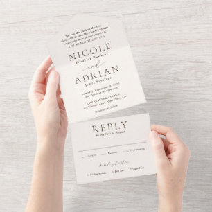 Nicole Ivory Elegant Wedding All In One Invitation