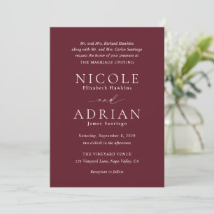 Nicole Merlot Elegant Wedding Invitation