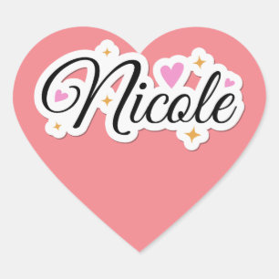 Nicole name cute design heart sticker