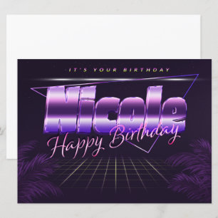 Nicole Name Vorname lila retro Karte Geburtstag Card