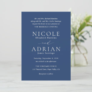 Nicole Royal Blue Elegant Wedding Invitation