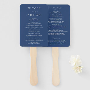 Nicole Royal Blue Elegant Wedding Program Hand Fan