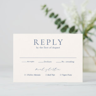 Nicole Royal Blue Elegant Wedding RSVP Card