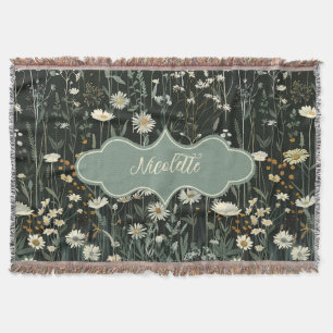 Nicolette Dark Daisy Floral Throw Blanket