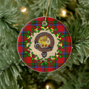 Nicolson Badge & Tartan Personalised Christmas Ceramic Tree Decoration