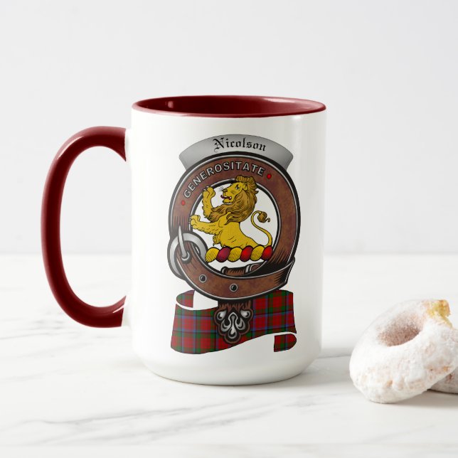 Nicolson Clan Badge Combo 15oz Mug (With Donut)