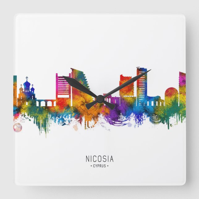 Nicosia Cyprus Skyline Square Wall Clock (Front)