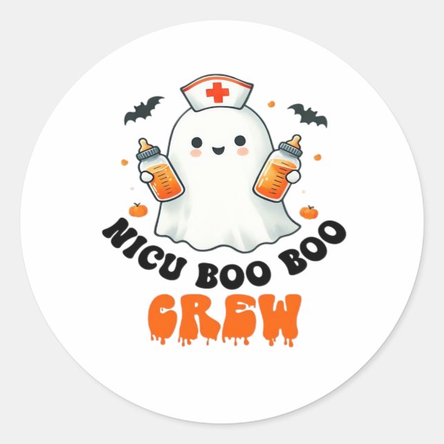 Nicu boo boo crew halloween,Nicu Boo Crew Funny Nu Classic Round Sticker (Front)