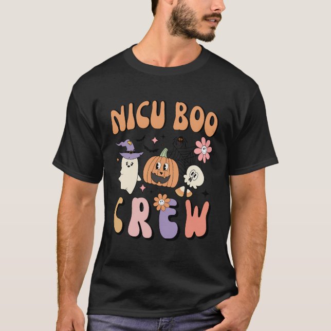 Nicu Boo Crew Cute Ghost Pumpkin Atal Nurse Hallow T-Shirt (Front)