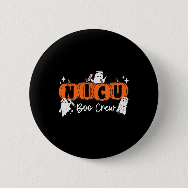Nicu Boo Crew Ghost Pumpkin Costume NICU Nurse Hal 6 Cm Round Badge (Front)