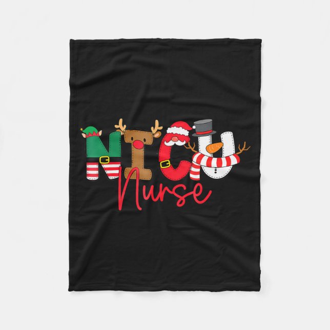 Nicu Christmas Shirt Nicu Nurse Xmas Party Nicu Nu Fleece Blanket (Front)