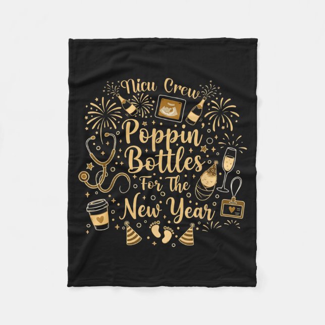 Nicu Crew Pn Bottles For The New Year Cute Nurse  Fleece Blanket (Front)
