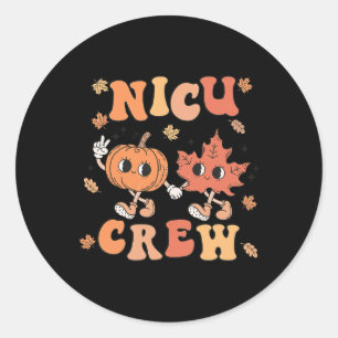 Nicu Crew Pumpkin Leaf Fall Nicu Nurse Halloween Classic Round Sticker