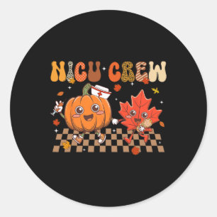 Nicu Crew Pumpkin Leaf Fall Nicu Nurse Thanksgivin Classic Round Sticker