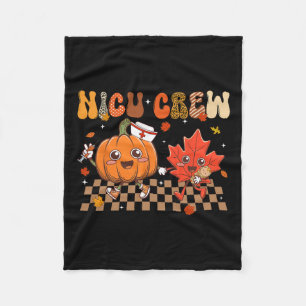 Nicu Crew Pumpkin Leaf Fall Nicu Nurse Thanksgivin Fleece Blanket